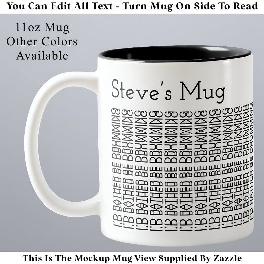 Rather Be Drumming & Name 154BW Hidden Message  Zweifarbige Tasse