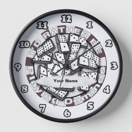 Rather Play Dominoes Runde Wanduhr