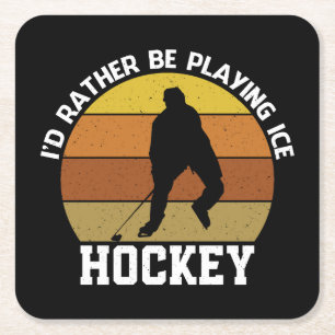 Rather Play Ice Hockey Rechteckiger Pappuntersetzer