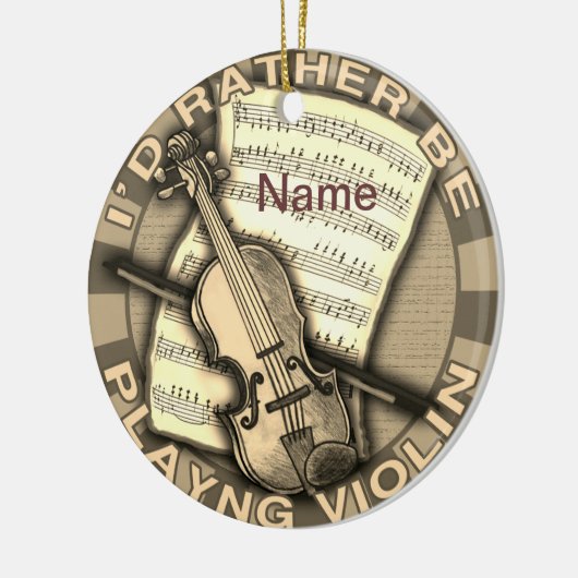 Rather Play Violin Keramik Ornament (Links)