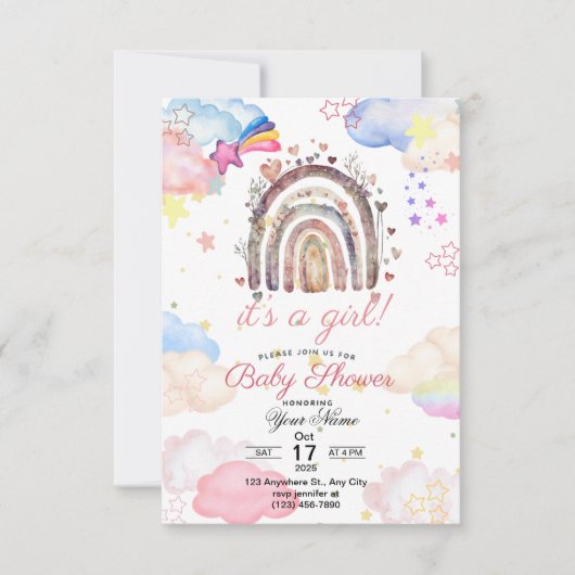 Ratinbow Baby Dusche Einladung für Baby (Vorderseite)