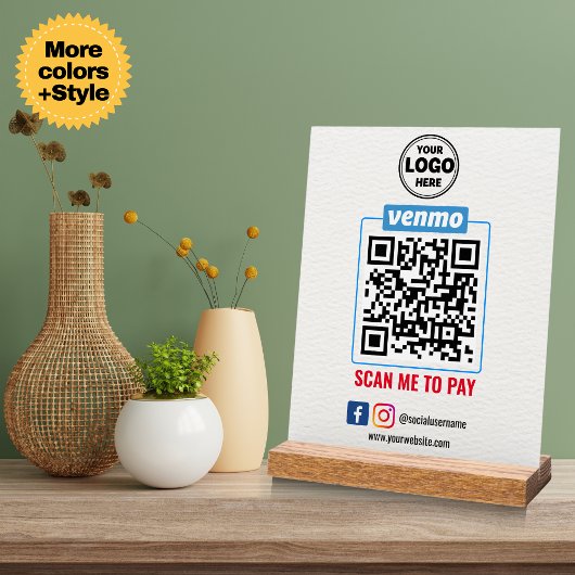 Rationalisierung von Zahlungen mit dem Venmo QR-Co Acrylschild