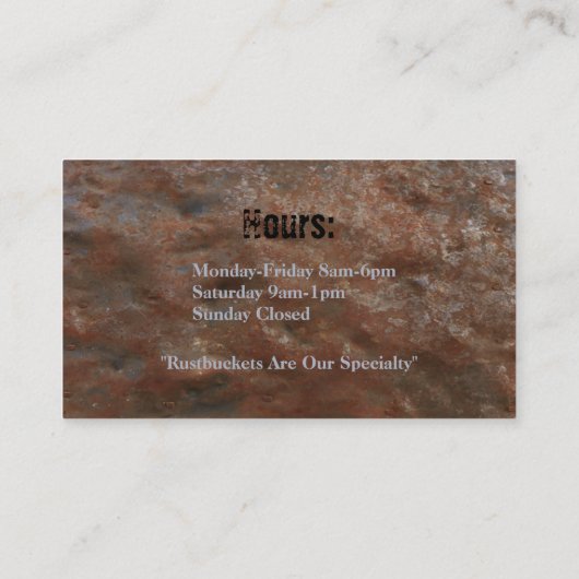 Ratrod LKW-rostiges Metall Visitenkarte (Rückseite)