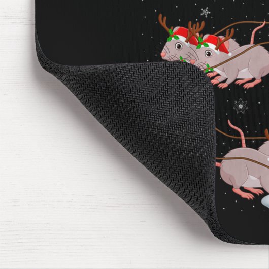 Rats Santa Sleigh Flying Funny Magical Christmas P Mousepad (Ecke)