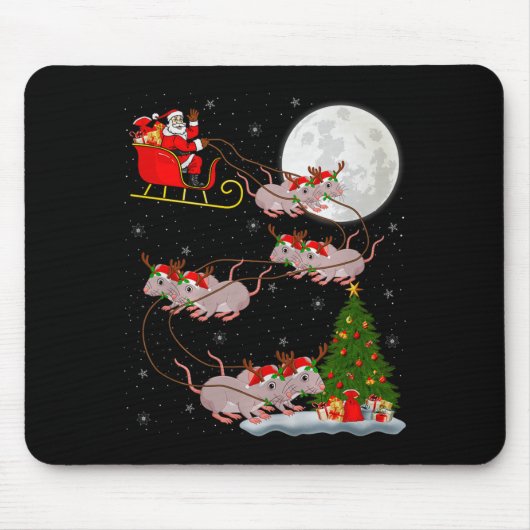 Rats Santa Sleigh Flying Funny Magical Christmas P Mousepad (Vorne)