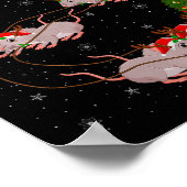 Rats Santa Sleigh Flying Funny Magical Christmas P Poster (Ecke)