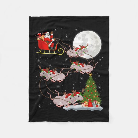 Rats Santa Sleigh Flying Funny Magical Christmas T Fleecedecke (Vorderseite)