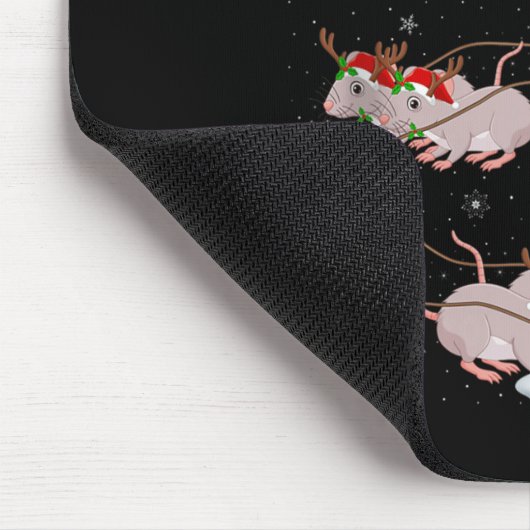 Rats Santa Sleigh Flying Funny Magical Christmas T Mousepad (Ecke)