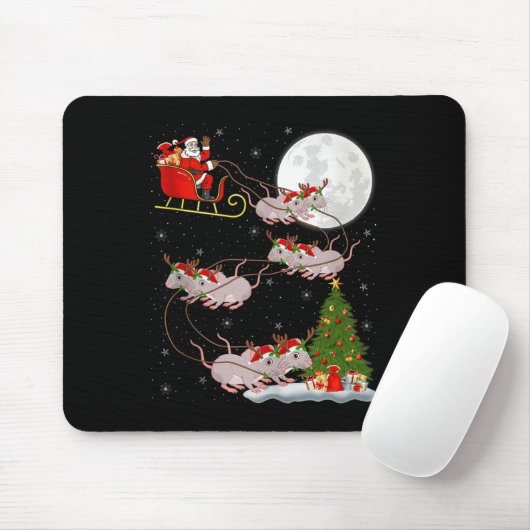 Rats Santa Sleigh Flying Funny Magical Christmas T Mousepad (Mit Mouse)