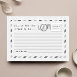 Ratschlag für die Bride, die Luftpostkarte zu sein Hinweiskarte<br><div class="desc">Ein wunderschönes Set von Keepsakes für die Braut zu sein, dieses einfache und minimalistische Airmail inspiriert Design lasse den Gästen herzliche Botschaften vor Ihrem Hochzeitstag zu schreiben! Mit vollständig anpassbarem Text in diesem Design können Sie jedes Detail der Postkarte für Ihren Anzug personalisieren, einschließlich der mr & mrs Namen. Eine...</div>