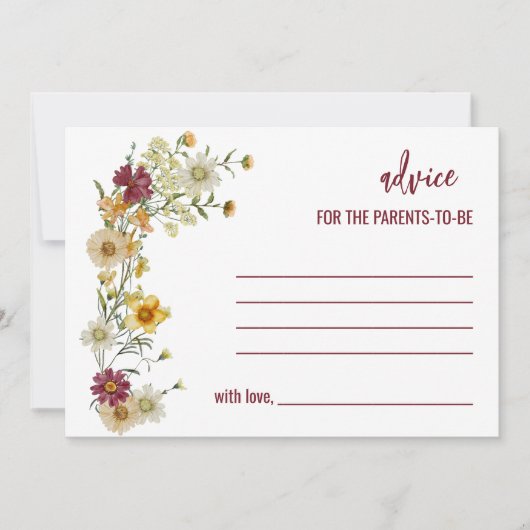 Ratschlag für die rustikale Wildblume der Eltern Dankeskarte (Vorderseite)