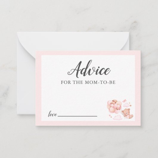 Ratschlag für Mommy Pink Teddy Bear Baby Shower Mitteilungskarte (Vorderseite)