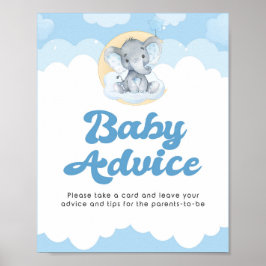 Ratschlag Schild Blue Elephant Boy Baby Shower Pos