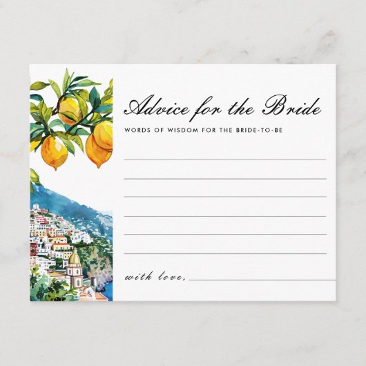 Ratschläge Amalfi Lemon Brautparty Begleitkarte (Vorderseite)