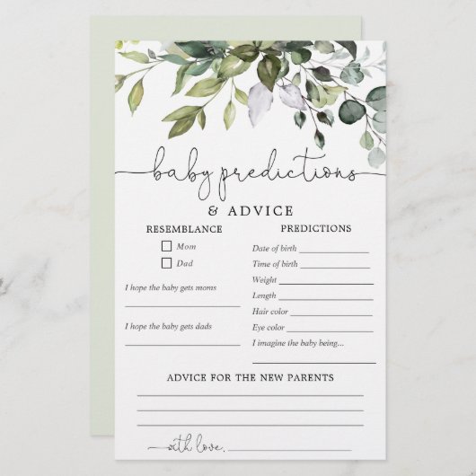 Ratschläge für Babyvorhersagen: geschlechtsneutral (Vorne/Hinten)