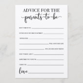 Ratschläge für das Babyduschenspiel der Eltern Programm (Vorderseite)