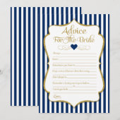 Ratschläge für das Blue-Gold-Brautparty der Bride  Hinweiskarte (Vorne/Hinten)