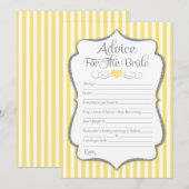Ratschläge für das Brautparty des gelben Grau Hinweiskarte (Vorne/Hinten)