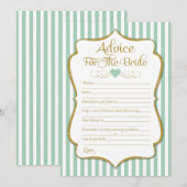 Ratschläge für das Bride Mint Green Gold Brautpart Hinweiskarte (Vorne/Hinten)