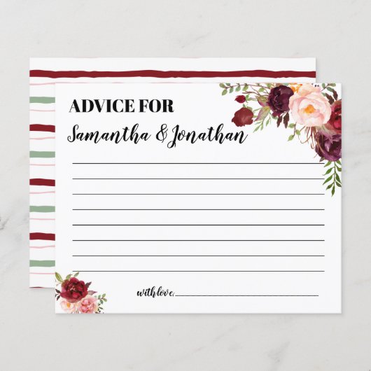 Ratschläge für das Happy Couple Marsala Brautparty (Vorne/Hinten)