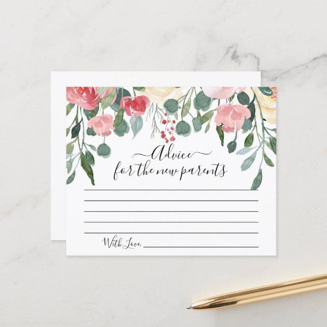 Ratschläge für das neue Eltern Card Baby Shower Pa (Vorderseite/Rückseite Beispiel)