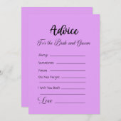 Ratschläge für den Braut- und Lavendel Einladung (Vorne/Hinten)