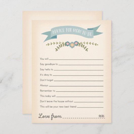 Ratschläge für die Babyduschkarte Einladung (Vorne/Hinten)