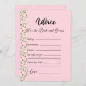 Ratschläge für die Blume Braut und Rosa Einladung (Vorne/Hinten)