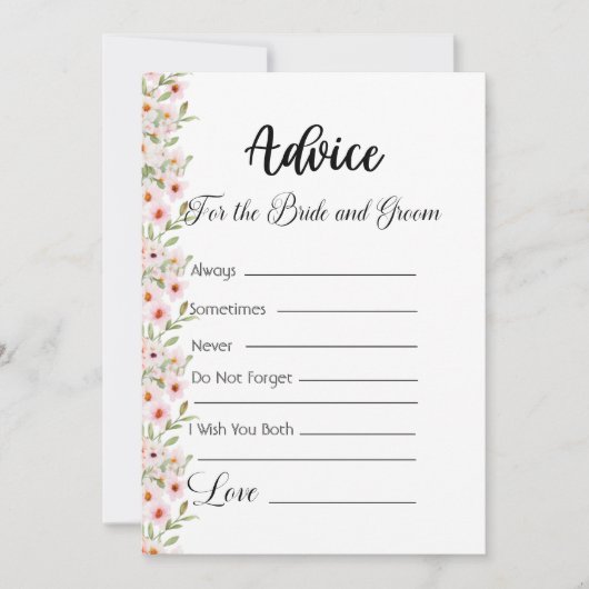 Ratschläge für die Blume Braut und Rosa Einladung (Vorderseite)