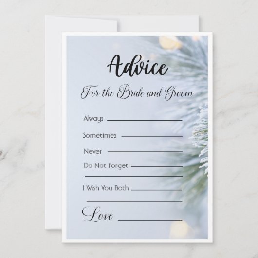 Ratschläge für die Braut und den Groom Winter Weih Einladung (Vorderseite)