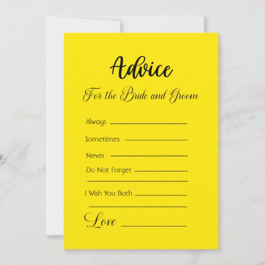 Ratschläge für die Braut und den hellgelben Boden Einladung (Vorderseite)