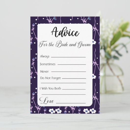 Ratschläge für die Braut und die dunkle Blüte Einladung (Stehend Vorderseite)