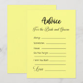 Ratschläge für die Braut und die Graukanarengelbe Einladung (Vorne/Hinten)