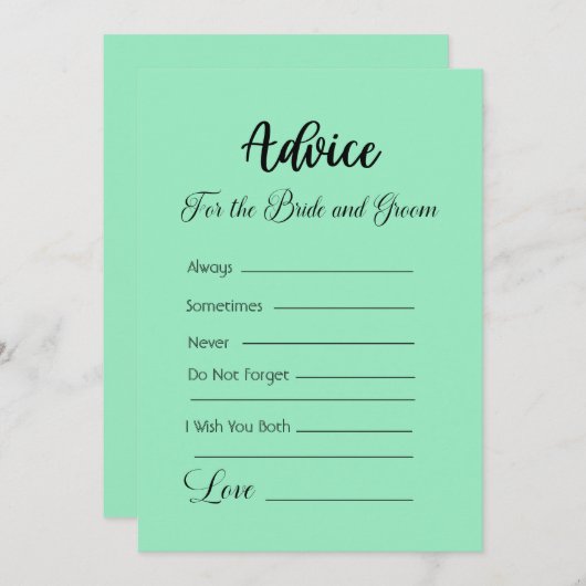 Ratschläge für die Braut und die Grünanlage der Gr Einladung (Vorne/Hinten)
