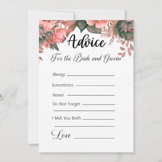 Ratschläge für die Braut und die Grünblüte Einladung (Vorderseite)