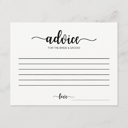 Ratschläge für die Bride Calligraphy Advice Cards Hinweiskarte (Vorderseite)