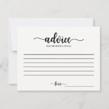 Ratschläge für die Bride Calligraphy Advice Cards