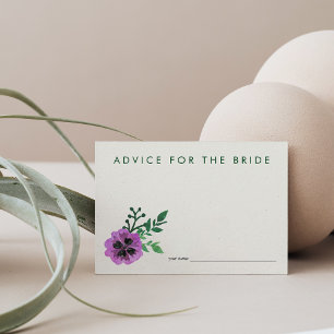 Ratschläge für die Bride Cards Lila Pansy Hinweiskarte