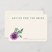 Ratschläge für die Bride Cards | Lila Pansy Hinweiskarte (Vorne/Hinten)