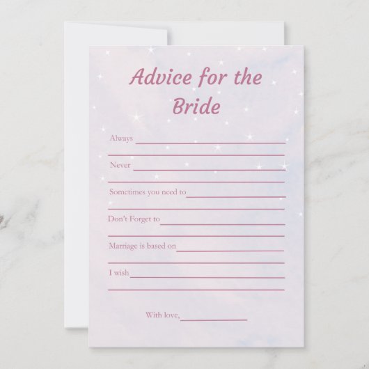 Ratschläge für die Bride Soft Brautparty Game Card Einladung (Vorderseite)