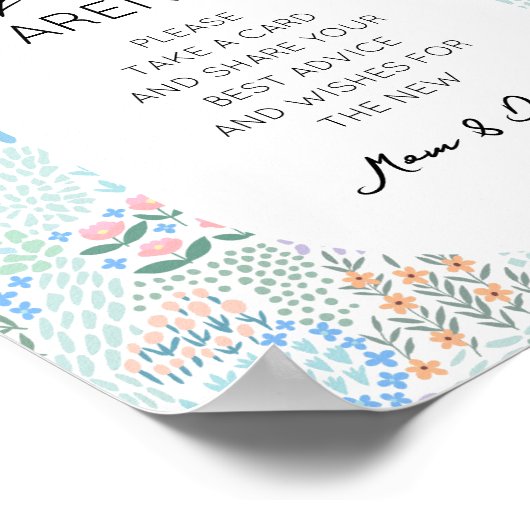 Ratschläge für die Eltern Babyduschdekoration sign Poster (Ecke)