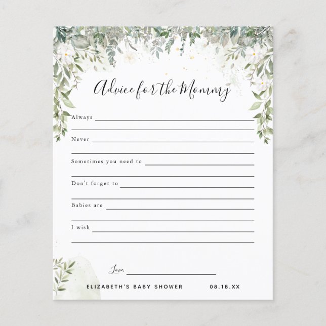 Ratschläge für die Mama | Baby Showspiel (Vorderseite)