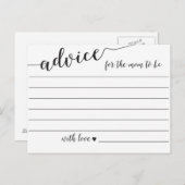 Ratschläge für die Mama, Babyduschkarten zu sein Hinweiskarte (Vorne/Hinten)