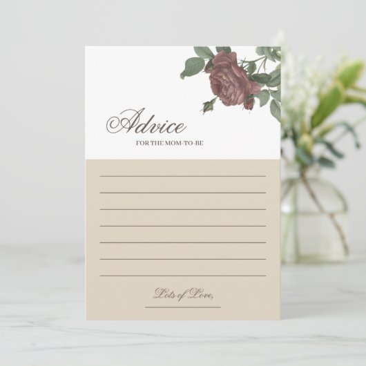 Ratschläge für die Mama Burgundy Blush Floral Gold Einladung (Stehend Vorderseite)