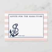 Ratschläge für die Mama | Pink Nautical Strip Hinweiskarte (Vorderseite)
