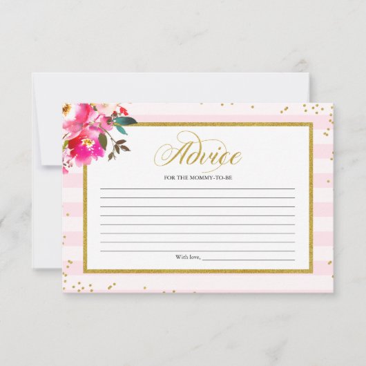 Ratschläge für die Mama-zu-be-Pink-Gold-Blütendusc Einladung (Vorderseite)