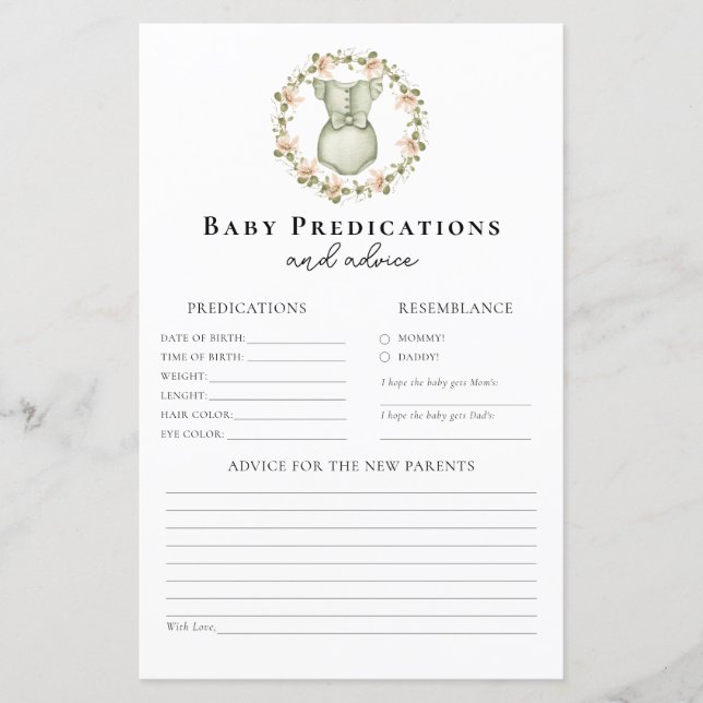 Ratschläge für Eltern Boho Girl Baby Shower Game (Vorderseite)