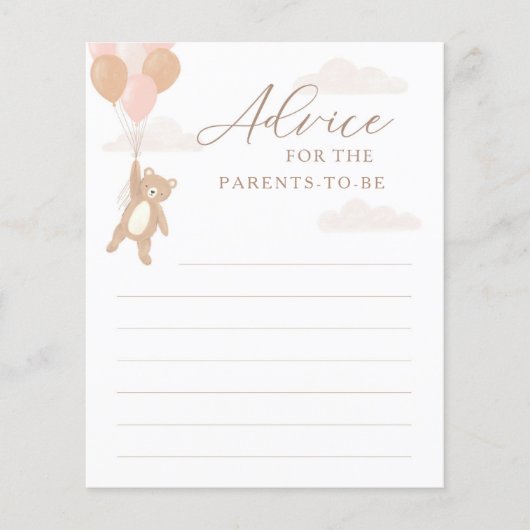 Ratschläge für Eltern Pink Girl Baby Shower Game (Vorderseite)