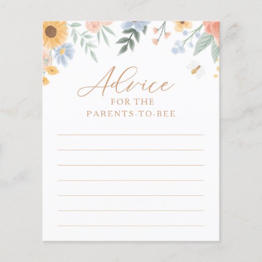 Ratschläge für Eltern zum Bee Baby Shower Game (Vorderseite)