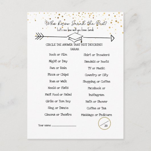 Ratschläge für Graduate & How Well you know double Postkarte (Vorderseite)